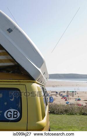 Stock Photo - Camper van at the coast. Fotosearch