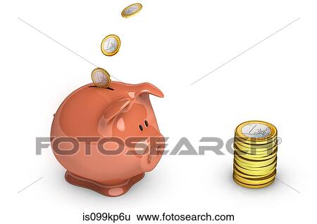Euro coins going into piggy bank View Large Photo Image Stock Photograph - Euro coins going into piggy bank. Fotosearch