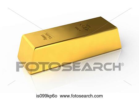 Picture - Fine gold bar on white background. Fotosearch