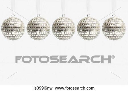 Five disco ball christmas baubles View Large Photo Image Stock Photo - Five disco ball christmas baubles. Fotosearch