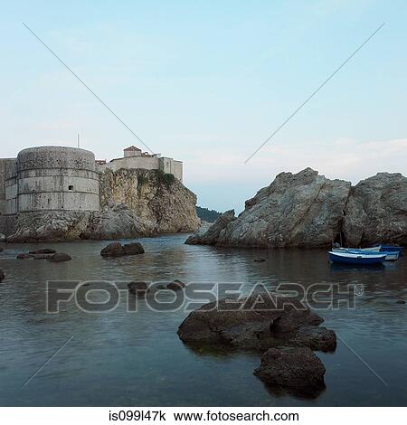 Stock Image - Fort Lovrijenac and sea, Dubrovnik, Croatia. Fotosearch