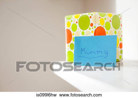 Gift and card with "mummy" written on it View Large Photo Image Stock Photo - Gift and card with "mummy" written on it. Fotosearch