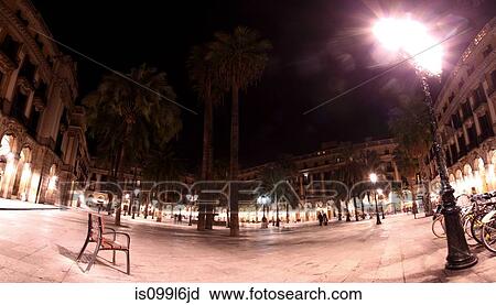 Panorama of Placa Reial at night, Barcelona, Spain View Large Photo Image Stock Image - Panorama of Placa Reial at night, Barcelona, Spain. Fotosearch