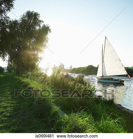 Sailing boat on the Norfolk Broads, Norwich, Norfolk, UK View Large Photo Image Stock Image - Sailing boat on the Norfolk Broads, Norwich, Norfolk, UK. Fotosearch