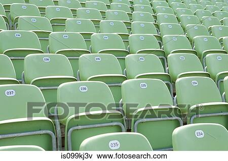 Stock Photo - Seats in Jahnstadion, Berlin, Germany. Fotosearch