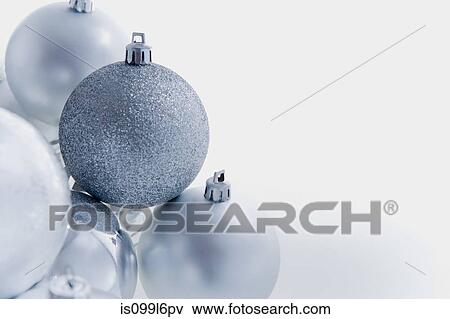 Silver christmas baubles View Large Photo Image Stock Photo - Silver christmas baubles. Fotosearch