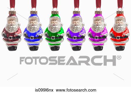 Stock Photo - Six santa claus christmas decorations. Fotosearch