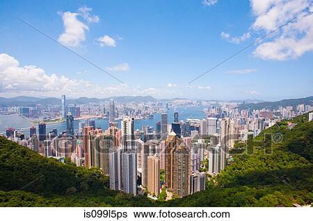 View of Victoria Harbour and Central from Victoria Peak, Hong Kong View Large Photo Image Stock Photograph - View of Victoria Harbour and Central from Victoria Peak, Hong Kong. Fotosearch