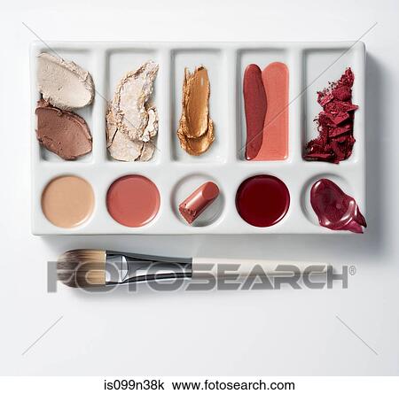 Artists palette with make up and brush View Large Photo Image Stock Image - Artists palette with make up and brush. Fotosearch