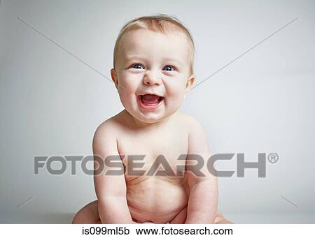 Stock Image - Baby boy laughing. Fotosearch