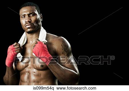 Boxer with towel around neck View Large Photo Image Stock Photography - Boxer with towel around neck. Fotosearch