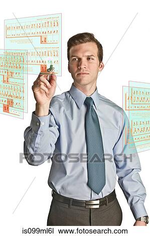 Businessman interacting with holographic screens showing chromosomes View Large Photo Image Stock Image - Businessman interacting with holographic screens showing chromosomes. Fotosearch
