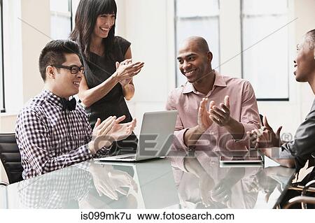 Businesspeople clapping View Large Photo Image Stock Photograph - Businesspeople clapping. Fotosearch