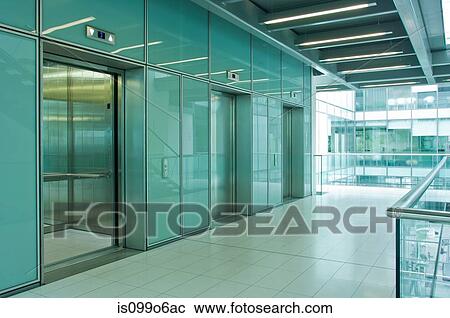 Stock Image - Elevators in empty office block. Fotosearch