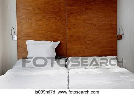 Empty bed with white bed linen View Large Photo Image Stock Image - Empty bed with white bed linen. Fotosearch