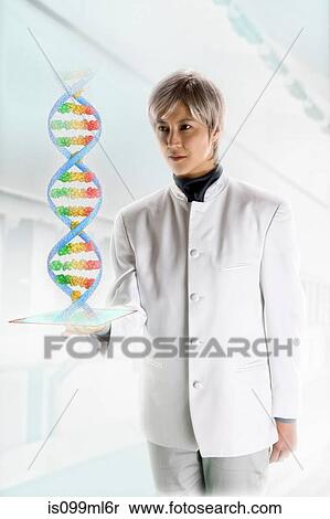 Female scientist with holographic genome View Large Photo Image Stock Photography - Female scientist with holographic genome. Fotosearch