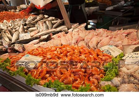 Stock Image - Fish for sale in rialto market, venice, italy. Fotosearch