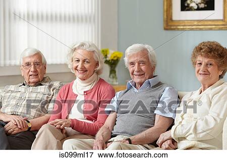 Four seniors in care home, portrait View Large Photo Image Stock Photo - Four seniors in care home, portrait. Fotosearch
