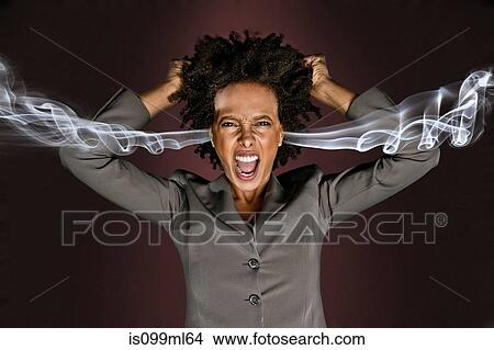 Frustrated woman with smoke coming from ears View Large Photo Image Picture - Frustrated woman with smoke coming from ears. Fotosearch