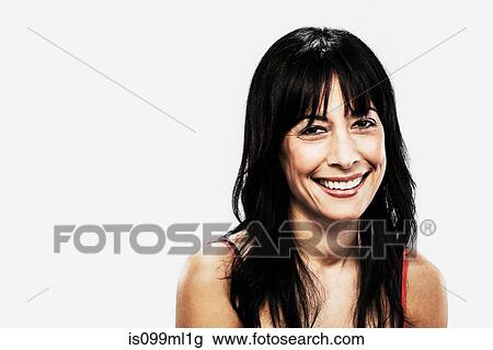 Mature woman with long brown hair View Large Photo Image Stock Image - Mature woman with long brown hair. Fotosearch