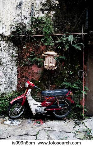 Moped parked on street in Bangkok, Thailand View Large Photo Image Picture - Moped parked on street in Bangkok, Thailand. Fotosearch
