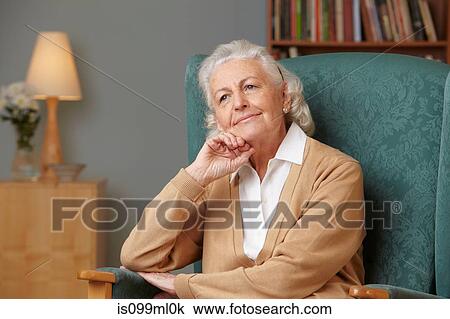 Pensive senior woman, portrait View Large Photo Image Stock Image - Pensive senior woman, portrait. Fotosearch