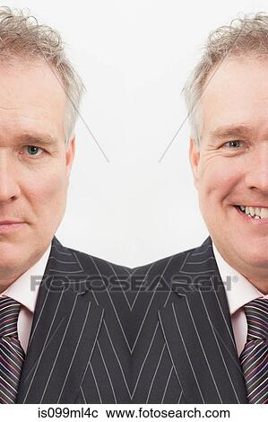 Stock Image - Portrait of businessman, composite. Fotosearch