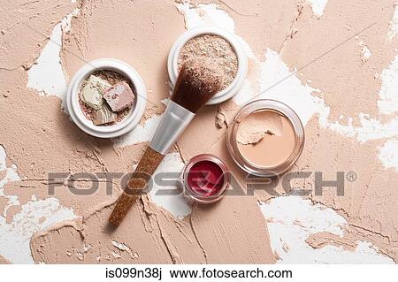 Pots of make up and brush View Large Photo Image Stock Image - Pots of make up and brush. Fotosearch