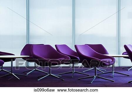 Purple armchairs in empty office block View Large Photo Image Stock Photo - Purple armchairs in empty office block. Fotosearch