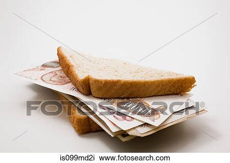 Stock Image - Sandwich with banknotes. Fotosearch