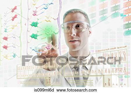 Scientist interacting with holographic screens View Large Photo Image Stock Image - Scientist interacting with holographic screens. Fotosearch