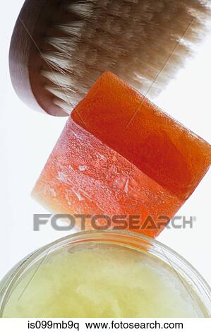 Soap, body brush and toiletries View Large Photo Image Stock Photography - Soap, body brush and toiletries. Fotosearch