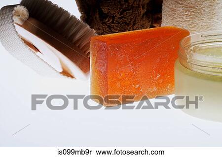 Soap, body brush and toiletries View Large Photo Image Stock Photography - Soap, body brush and toiletries. Fotosearch