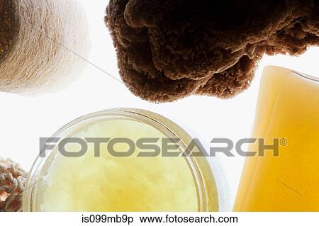 Soap, loofah, sponge and toiletries View Large Photo Image Stock Photography - Soap, loofah, sponge and toiletries. Fotosearch