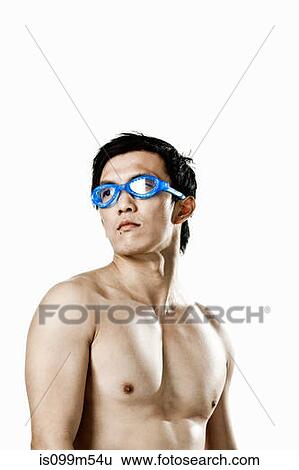 Swimmer wearing goggles, portrait View Large Photo Image Stock Photograph - Swimmer wearing goggles, portrait. Fotosearch