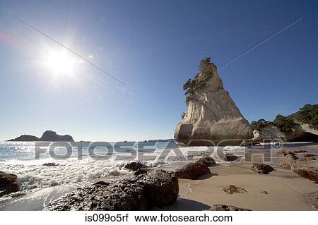 Stock Image - Te Whanganui-A-Hei (Cathedral Cove), New Zealand. Fotosearch