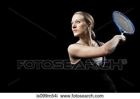 Tennis player holding racket View Large Photo Image Stock Image - Tennis player holding racket. Fotosearch