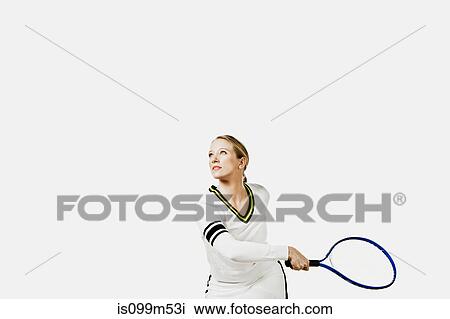Tennis player holding tennis racket View Large Photo Image Stock Image - Tennis player holding tennis racket. Fotosearch