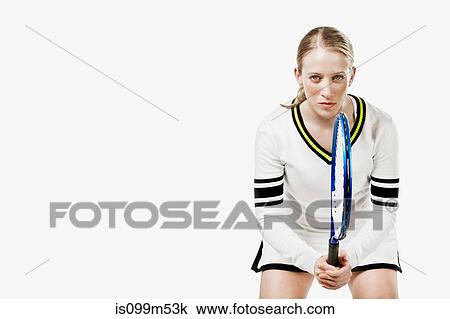 Tennis player holding tennis racket View Large Photo Image Stock Image - Tennis player holding tennis racket. Fotosearch