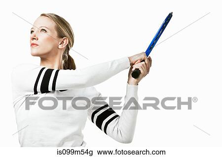 Tennis player holding tennis racket View Large Photo Image Stock Image - Tennis player holding tennis racket. Fotosearch