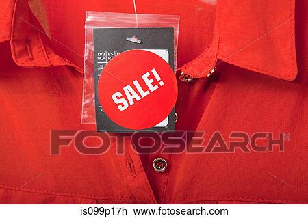 Sale tag on red blouse View Large Photo Image Stock Image - Sale tag on red blouse. Fotosearch