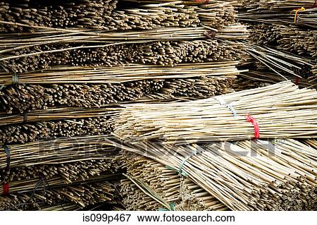 Stack of bamboo wood bundles View Large Photo Image Stock Photo - Stack of bamboo wood bundles. Fotosearch
