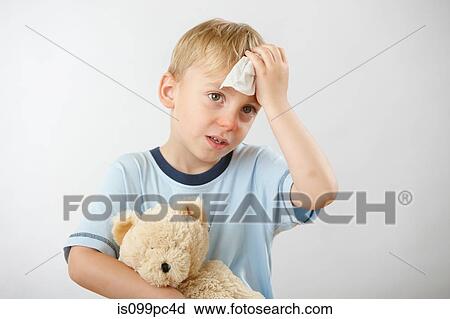 Stock Image - Boy with cold. Fotosearch