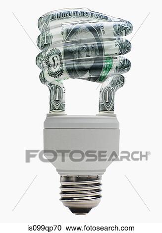 Stock Image - Energy saving lightbulb with dollar design. Fotosearch