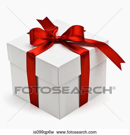 Gift box with red ribbon View Large Photo Image Stock Photo - Gift box with red ribbon. Fotosearch