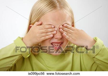 Girl covering eyes View Large Photo Image Stock Photograph - Girl covering eyes. Fotosearch