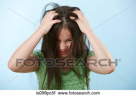 Girl scratching head View Large Photo Image Stock Image - Girl scratching head. Fotosearch