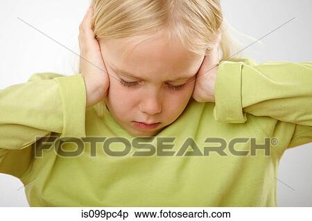 Girl with hands over ears View Large Photo Image Stock Photography - Girl with hands over ears. Fotosearch