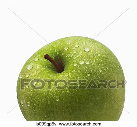 Green apple with water droplets View Large Photo Image Stock Photo - Green apple with water droplets. Fotosearch