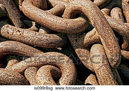 Stock Image - Close up of heavy rusted chain. Fotosearch